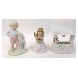 Lefton Angel Boy w Dog Wishing Well Figurines