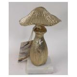 Gold Colored Metal Mushroom on Marble Base