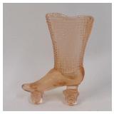 Vintage Pink Apricot Glass Roller-Skate Boot