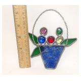 Basket of Flowers Art Glass Sun Catcher