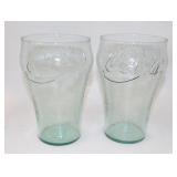 2 Coca-Cola XL Green Pebbled Glass Tumblers