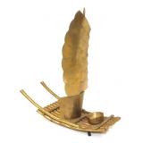 Brass Bamboo Raft Sail Boat Incense Candle Burner