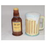 Bottle of Beer and Big Handled Stein