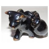 Vintage Redware Bull Carrying Jugs 3 Piece Set