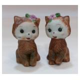 Porcelain Kittens with Purple Flowers