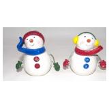 Snowmen with Metal Arms Wearing Winter Scarfs