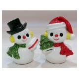 Vintage Lefton Snowman & Snowwoman with Gifts