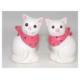 White Cats Wearing Polka Dot Scarves