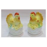 Kitschy Yellow Chickens on Floral Baskets