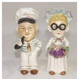 Vintage Sailor Man with Lady Wearing Glasses