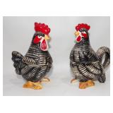 Vtg Big Black White Chicken 4 Piece Serving Set