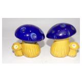 Vintage Retro Blue & Mustard Mushrooms