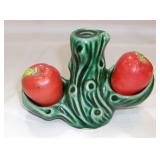 Vintage Small Red Apples with Tree Holder Set