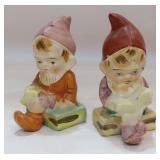 Vintage Gnomes Pixies Elves Reading Books