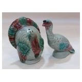Vintage Colorful Glazed Tom & Hen Turkey Pair