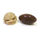 Vintage Ceramic Stoneware Football and Helmet
