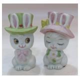 Lefton Anthropomorphic Bunny Rabbit Couple