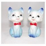 Vintage Blue Flirty Eyed Cats with Red Bows