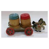 Putz Wood Horses & Wagon Holding Barrel Shakers