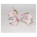 Porcelain Pink Angel Rabbits Wearing Halos