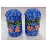 Large Blue Sponged Shakers with Cherries