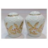 Retro Gold & Red Holly Berry Ceramic Shakers