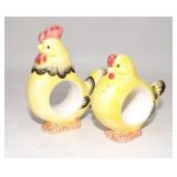 Rooster Hen Napkin Salt Pepper Shakers Combo