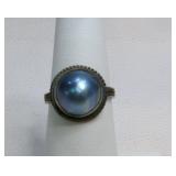 Peacock Mabe Pearl Sterling Silver Ring Size 7