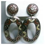 Vintage Geometric Multi-Color Enamel Dangle ERs