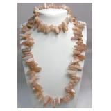 Peach Moonstone Necklace & Bracelet Set