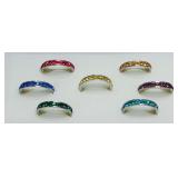 Set of 7 Swarovski Crystal Eternity Rings Size 6