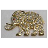 90's Martha M Powers Jeweled Elephant Brooch