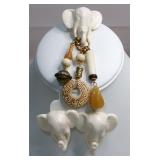 Elephant Brooch & Matching Dangle Clip Earrings