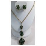 Gold-Tone Wire Wrapped Green Aventurine Set