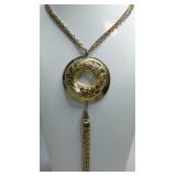 Vintage Gold Tone Tassel Pendant Necklace