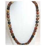 Picasso Jasper Chunky Barrel Bead Necklace