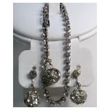 Vintage Tennis Bracelet & Drop Ball Earrings Set