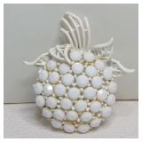 Vintage Milk Glass Enameled Fruit Brooch