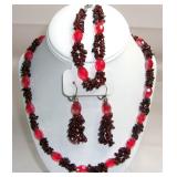 Mozambique Garnet Necklace Bracelet & Earrings Set