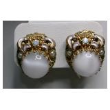 Vintage Western Germany Moonstone Clip Earrings