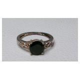Sterling Silver Filigree Black Spinel Ring 7