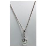 Givenchy Faux Pearl Rhinestone Drop Pendant