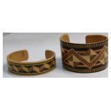 Multi-Toned Inlaid Wood Veneer Marquetry Bracelets