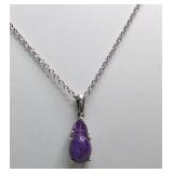 Sterling Silver Purple Quartz Pendant Necklace