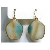 Asymmetrical Hexagonal Stone Gold-Tone Frame ERs