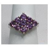 Karis 925 Sterling 9-Stone Tanzanite Ring Size 7
