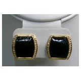 Joan Rivers Black Croc Leather Rhinestone Earrings