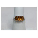 Sterling Silver Hessonite Garnet Ring Sz 7