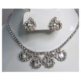 Vintage Art Deco Rhinestone Necklace & Earrings