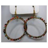 Hoop Earrings with Wire Wrapped Seed Beads